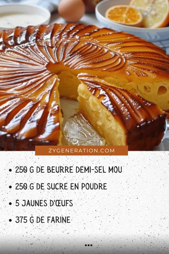 Un gâteau breton doré et sablé, avec de belles incisions en croisillons, servi en parts épaisses sur une planche en bois.