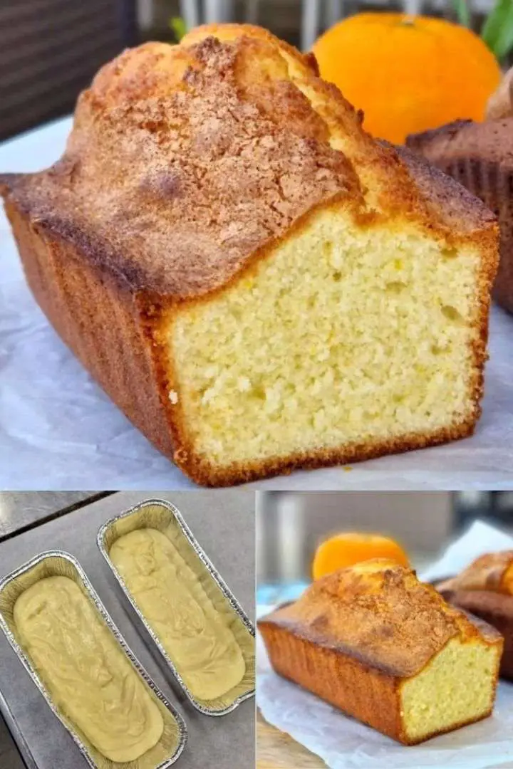 Cake à l'orange moelleux et doré, imbibé de sirop à l'orange, avec une texture fondante