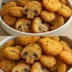 champignons panés croustillants dorés maison sur assiette