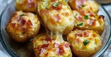 pommes de terre farcies façon raclette gratinées avec fromage fondant et jambon