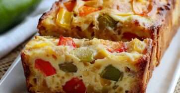 clafoutis aux légumes d'été doré dans un plat rectangulaire