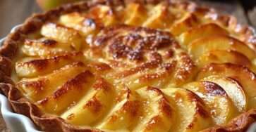 part de namandier aux pommes doré et saupoudré de sucre glace
