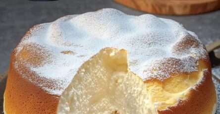 Gâteau Nuage au Yogourt posé sur une table rustique