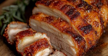 Rôti de porc classique à la croûte croustillante dorée et savoureuse