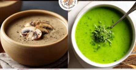 Cremas de verduras caseras servidas calientes en platos hondos