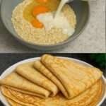 Panqueques saludables de avena caseros servidos con frutas frescas y yogur