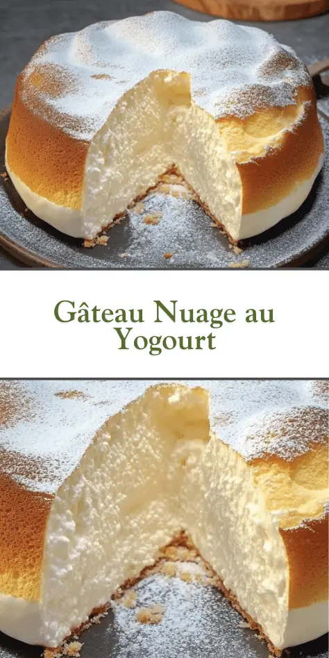Gâteau Nuage au Yogourt posé sur une table rustique