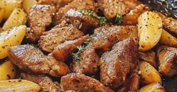 bœuf sauté pommes de terre rôties fait maison