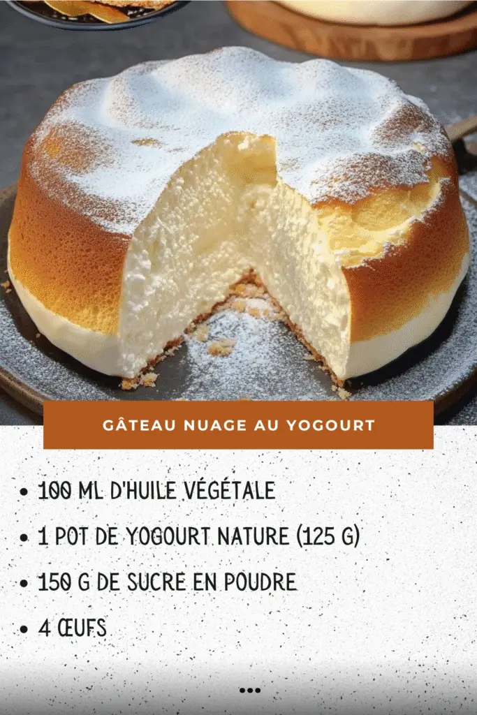 Gâteau Nuage au Yogourt posé sur une table rustique