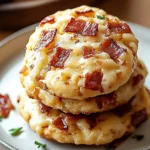 cookies salés au reblochon et lardons dorés sur une planche rustique