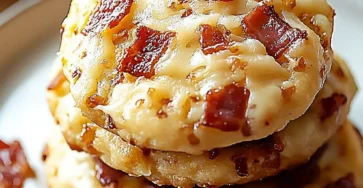 cookies salés au reblochon et lardons dorés sur une planche rustique