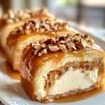 Recette de roulé cheesecake noisette caramel