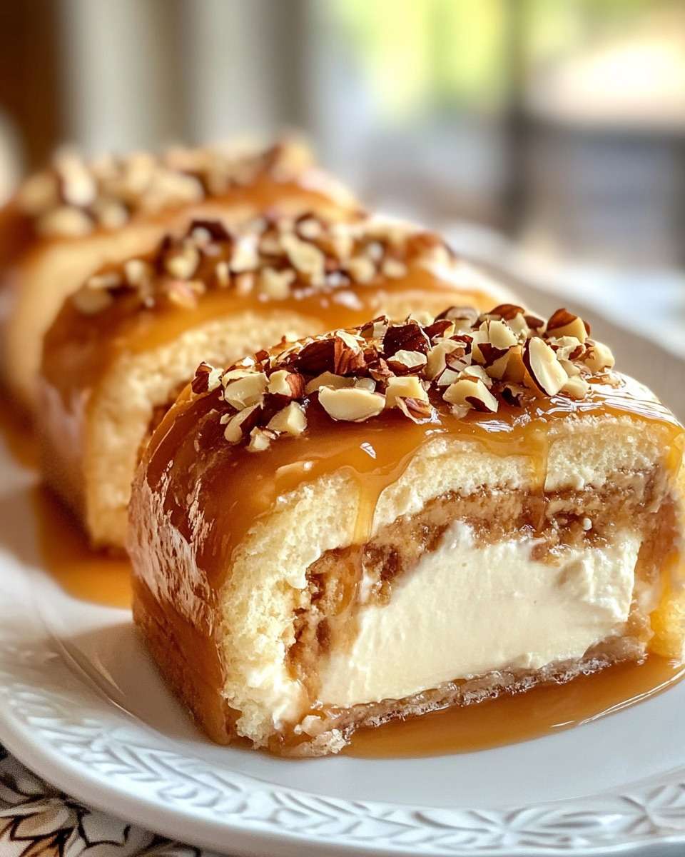 Recette de roulé cheesecake noisette caramel