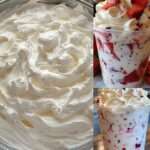 Crema suave y espesa para fresas servida en vaso con frutas frescas