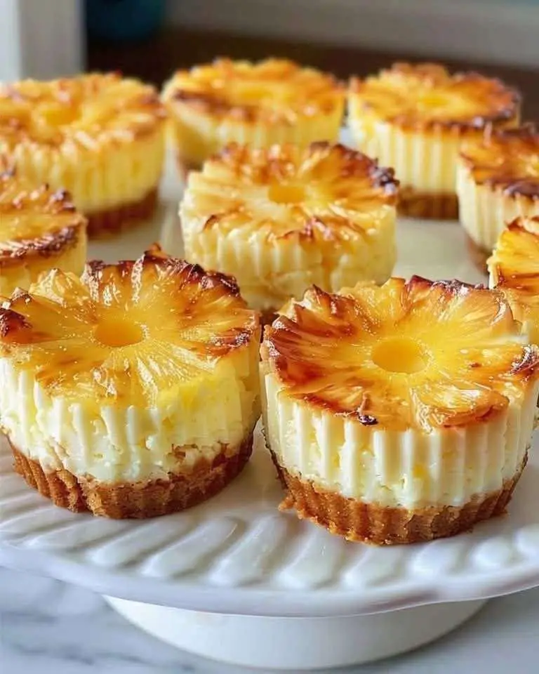 Mini cheesecakes de piña y leche de coco condensada decorados con crema y coco tostado