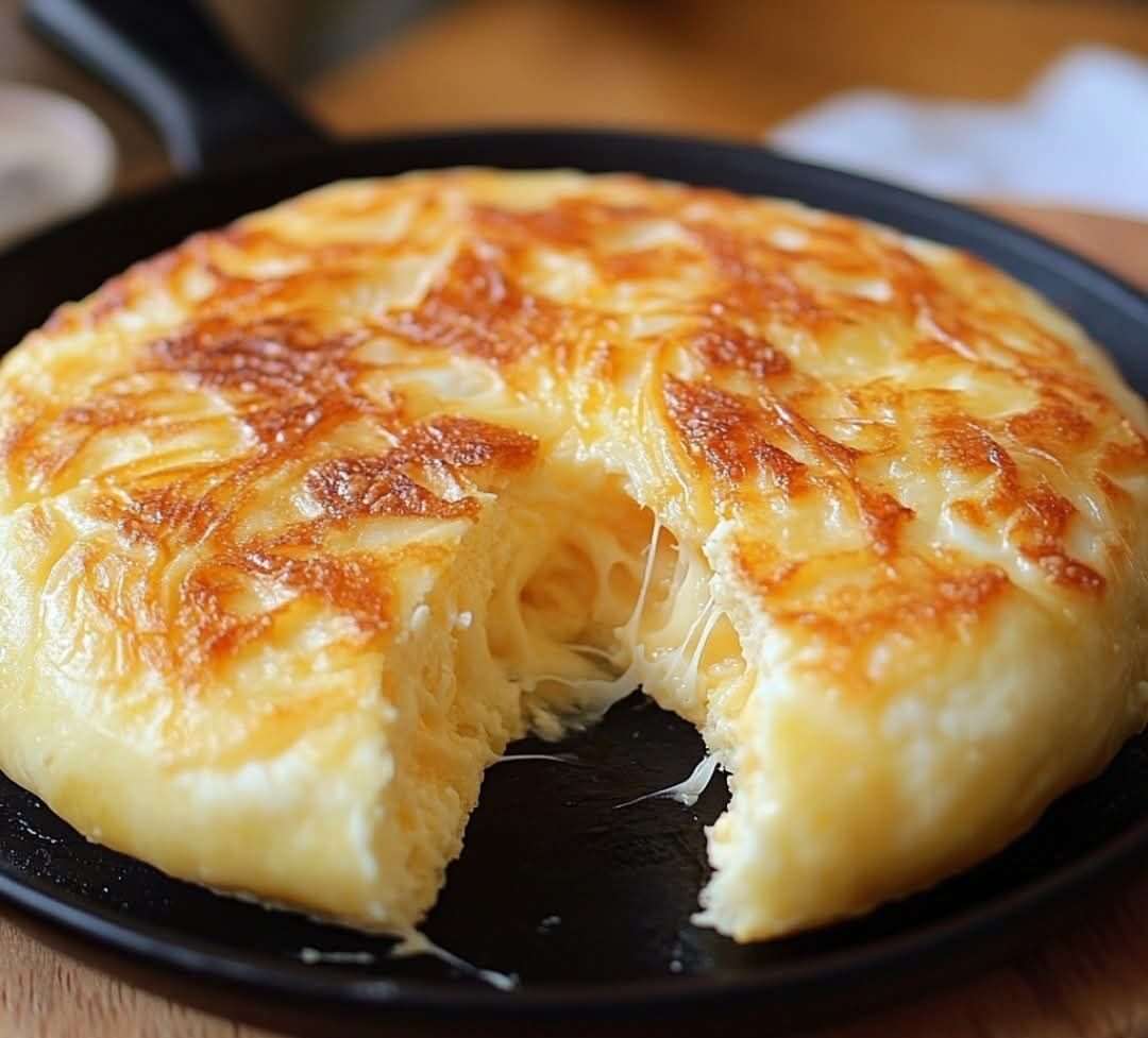 Panecillos de queso dorados cocinados en sartén, servidos sobre una tabla de madera con mantequilla derretida y queso rallado.