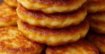 Panqueques de avena y manzana apilados en un plato, decorados con rodajas de manzana, miel y yogur natural, servidos como desayuno saludable.