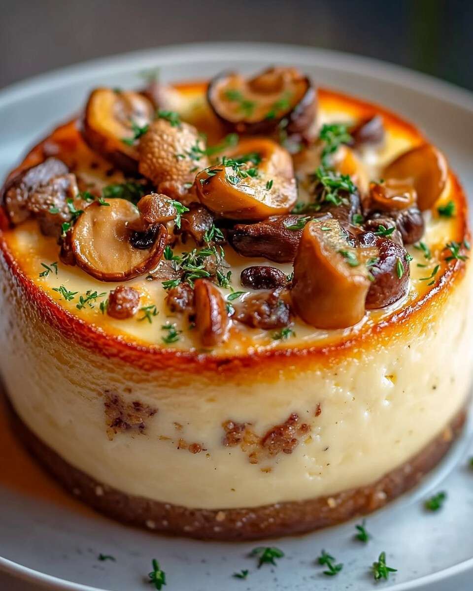 Cake salé moelleux aux champignons, comté et noisettes, tranché et prêt à servir