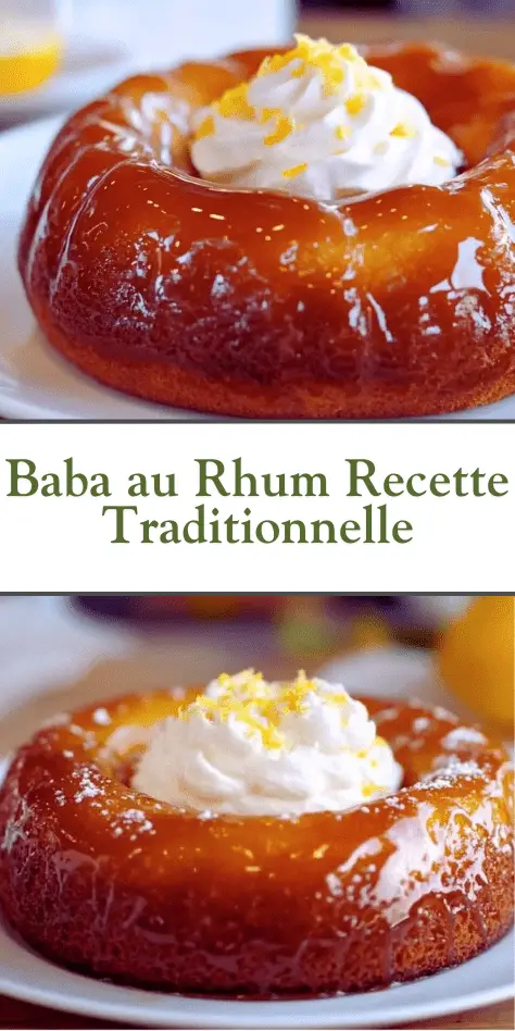 Baba au rhum moelleux nappé de sirop et garni de chantilly