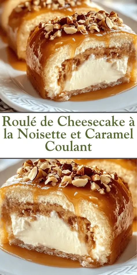 Recette de roulé cheesecake noisette caramel