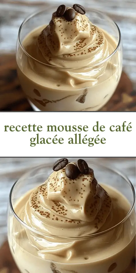 verrines de mousse de café glacée allégée avec cacao et grains de café