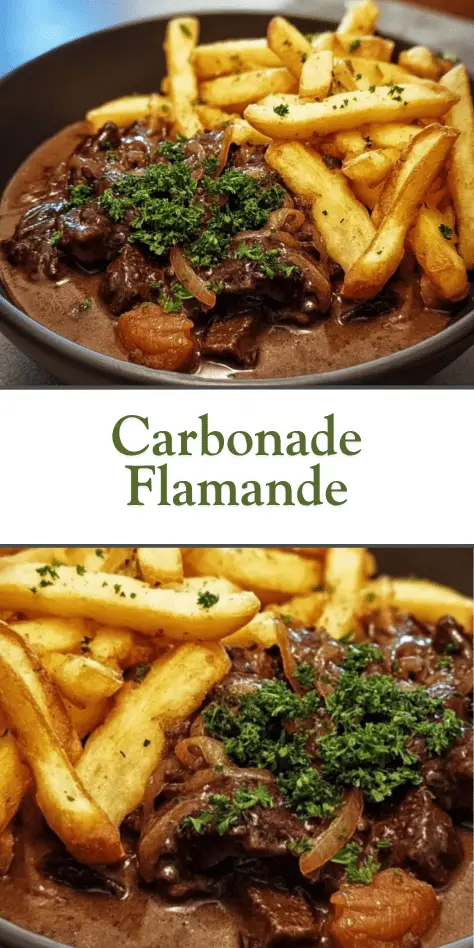 carbonade flamande maison mijotée dans une cocotte avec pain d’épices et bière brune