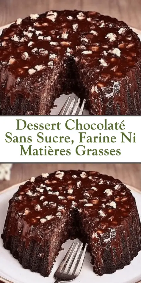 Portion de dessert chocolaté moelleux sans sucre, sans farine et sans matières grasses