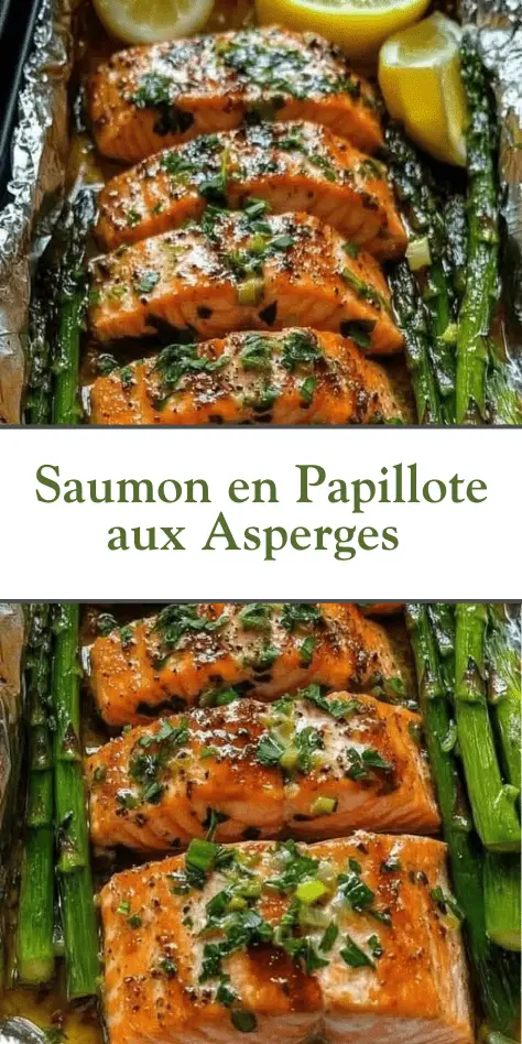 Saumon en papillote aux asperges cuit au four avec citron et ail