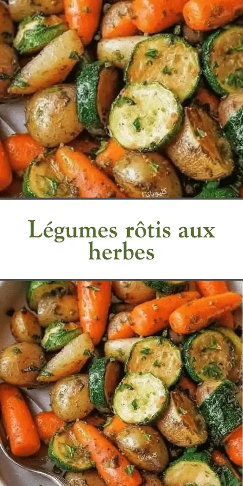 Plateau de légumes rôtis au four avec pommes de terre, carottes, courgettes, ail et herbes provençales