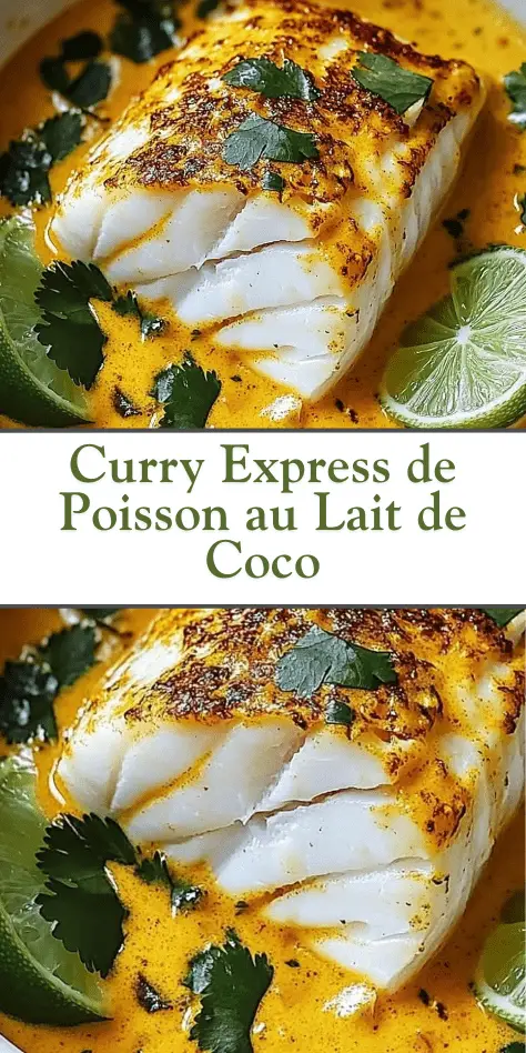 Curry express de poisson au lait de coco servi avec riz basmati et coriandre fraîche