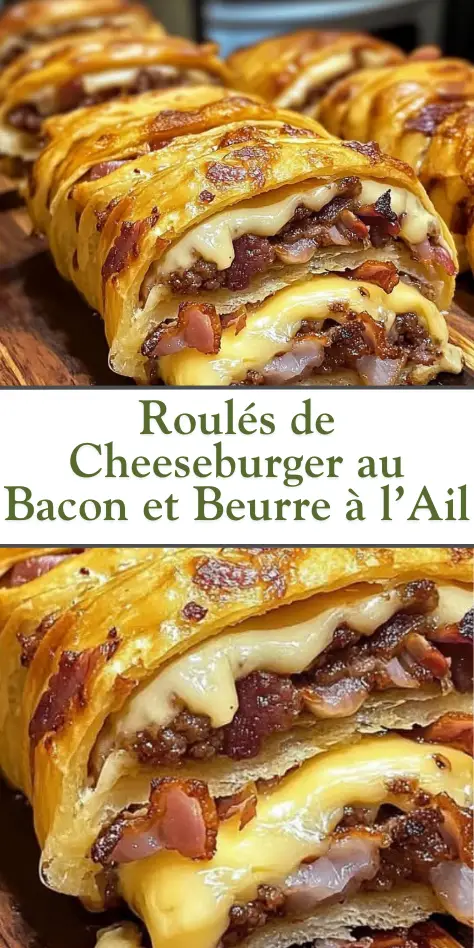 Roulés de cheeseburger au bacon croustillant, fromage fondu et beurre à l’ail doré