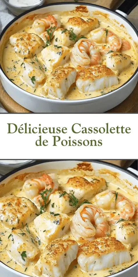 Délicieuse cassolette de poissons gratinée au four