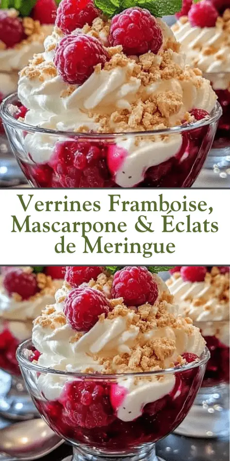  Verrines framboise mascarpone meringue en présentation de dessert élégant