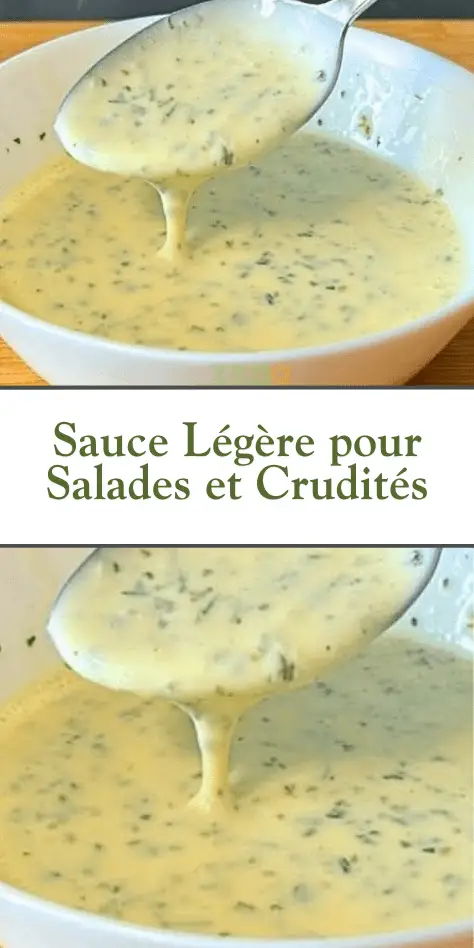 Sauce légère pour salades et crudités dans un petit bol avec herbes fraîches