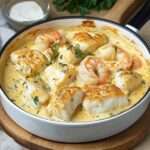Délicieuse cassolette de poissons gratinée au four