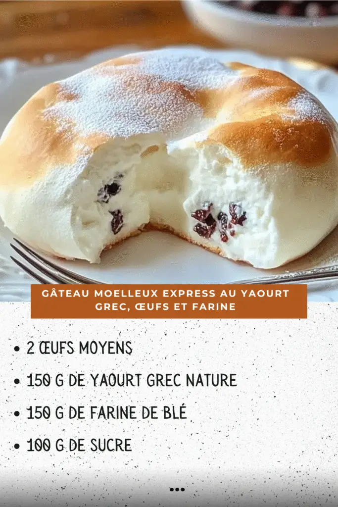 Gâteau moelleux au yaourt grec avec œufs et sucre, doré et servi en tranches
