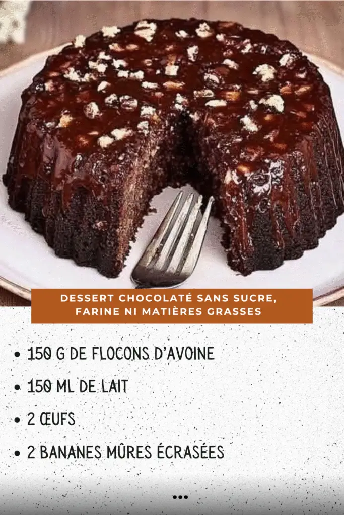 Portion de dessert chocolaté moelleux sans sucre, sans farine et sans matières grasses