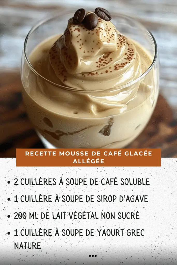 verrines de mousse de café glacée allégée avec cacao et grains de café