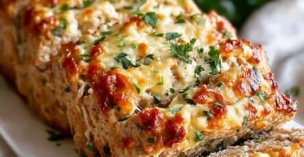 tranche de pain de viande au poulet, ail et parmesan
