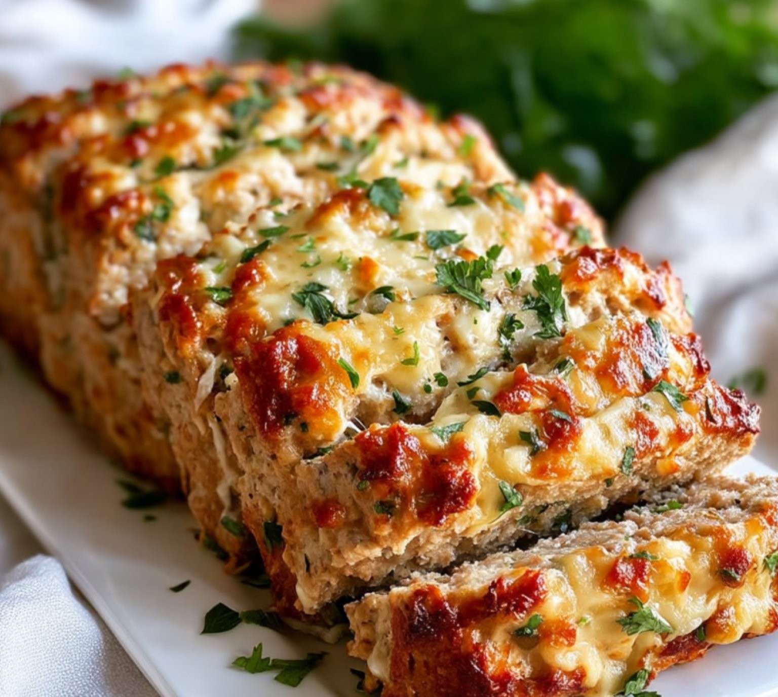 tranche de pain de viande au poulet, ail et parmesan