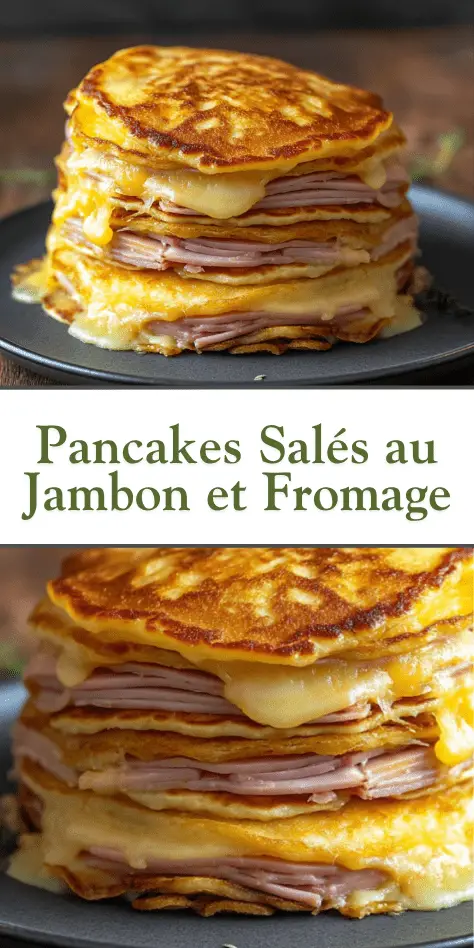 pancakes salés au jambon et fromage servis chauds