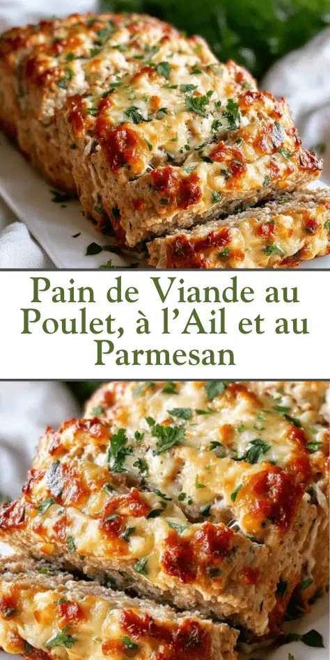 tranche de pain de viande au poulet, ail et parmesan