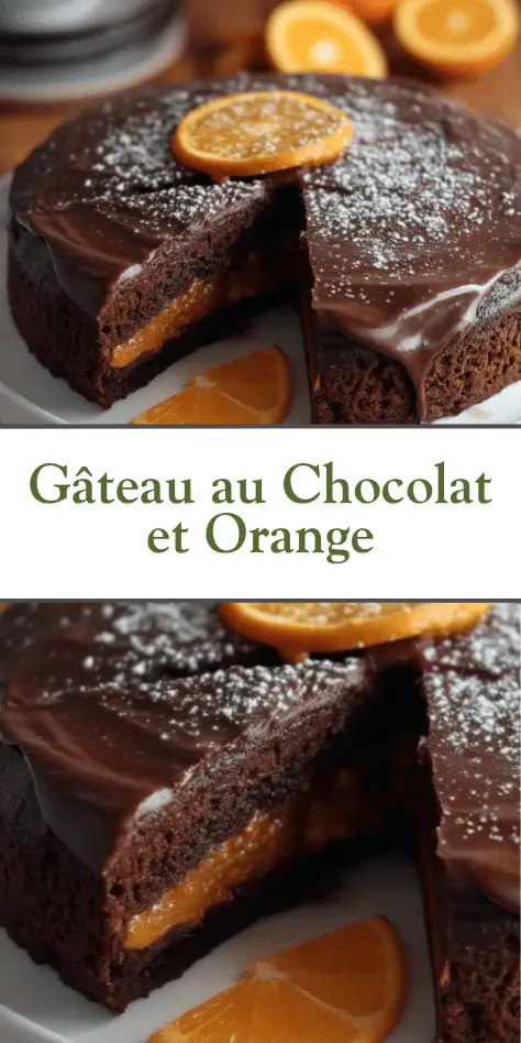 gâteau au chocolat et orange moelleux, tranché avec zeste d’orange en décoration