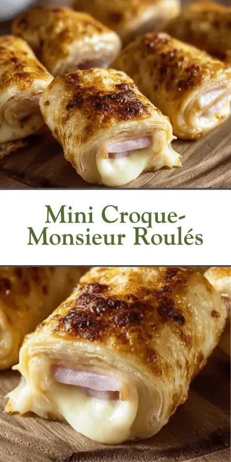 mini croque-monsieur roulés dorés, servis en apéritif
