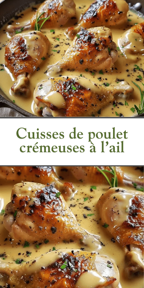 Cuisses de poulet crémeuses à l’ail dans une sauce onctueuse