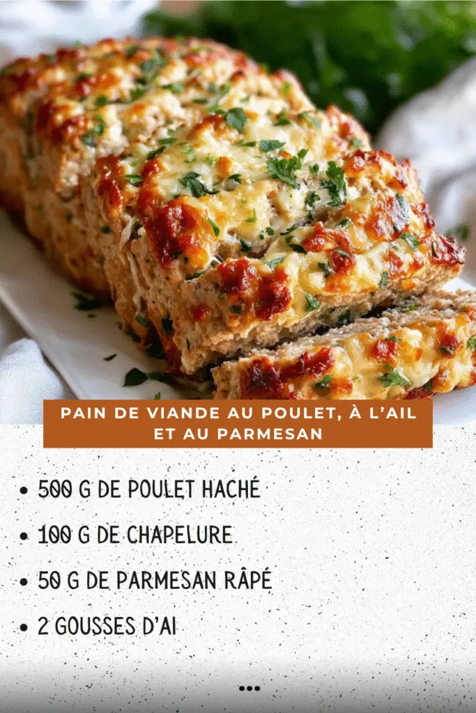 tranche de pain de viande au poulet, ail et parmesan
