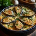 gratin de moules à l’ail et au persil doré au four