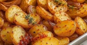 pommes de terre et oignons rôtis au four