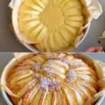gâteau moelleux aux pommes doré et poudré de sucre
