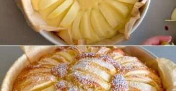 gâteau moelleux aux pommes doré et poudré de sucre